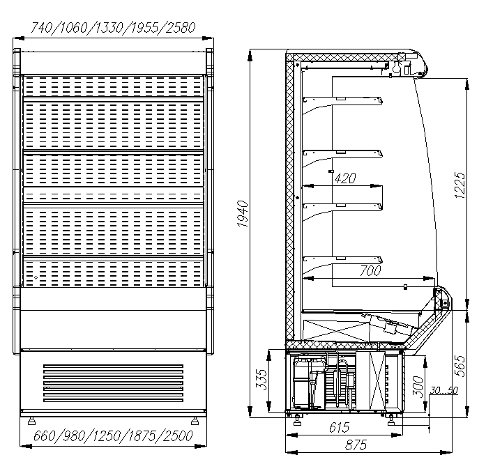 Холодильная горка F20-08 VM 0,7-2 (Carboma ВХСп-0,7) (0011-3020) Полюс